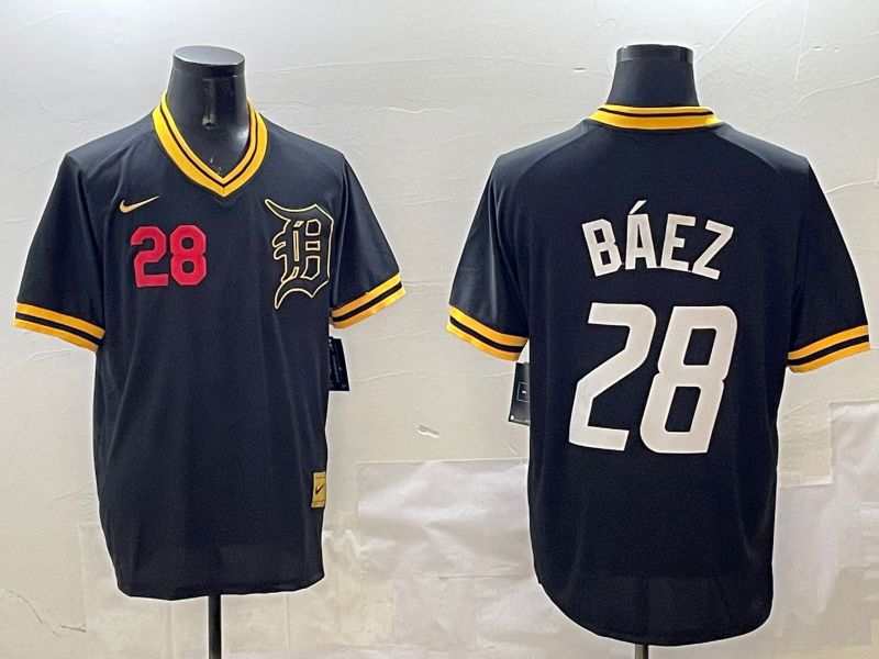 Men Detroit Tigers #28 Baez Black Gold Game 2025 Nike MLB Jersey style 4